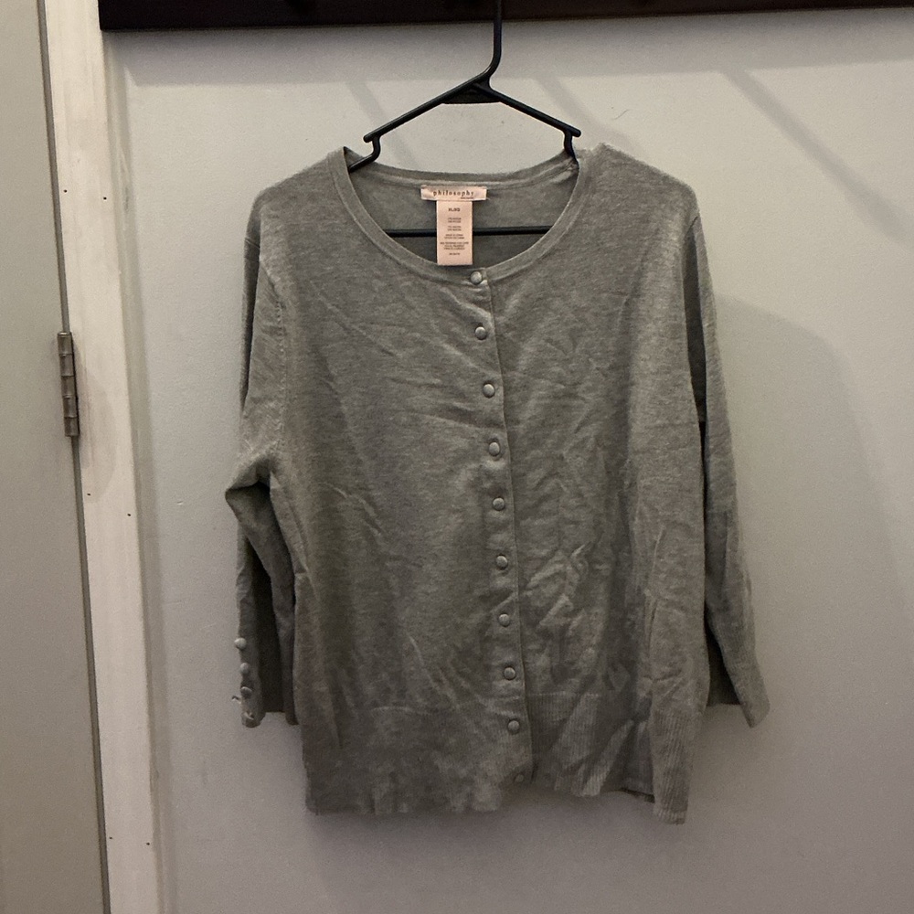 Philosophy Heather Gray Knit Cardigan